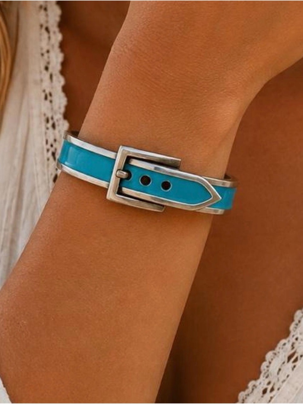 Silver & Turquoise Buckle Cuff Bracelet